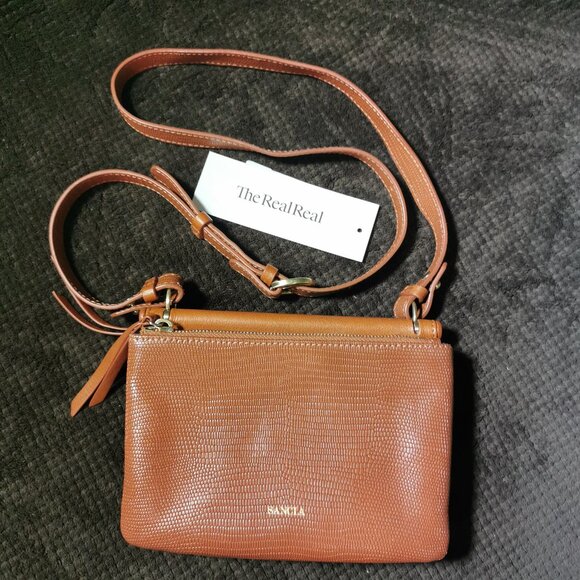 Alegra Camel/Gold Double Sided Lizard Crossbody #237 - Picture 11 of 15